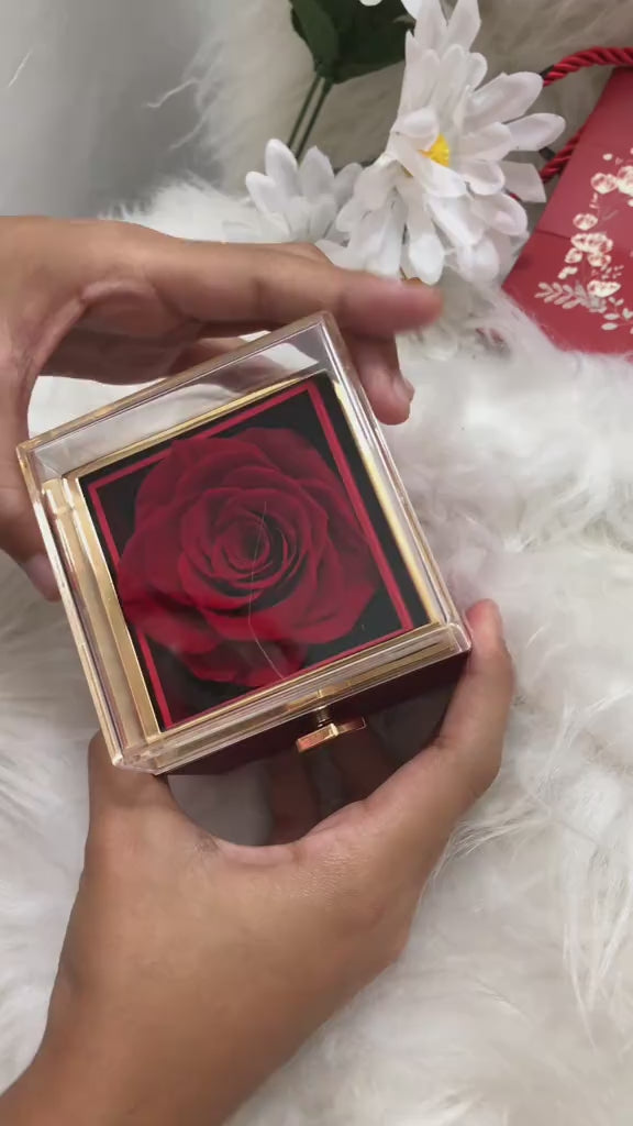 Colar Refletor Eu te Amo Em 100 Idiomas Romantico + Rosa Eterna Caixa Presente Dia dos Namorados